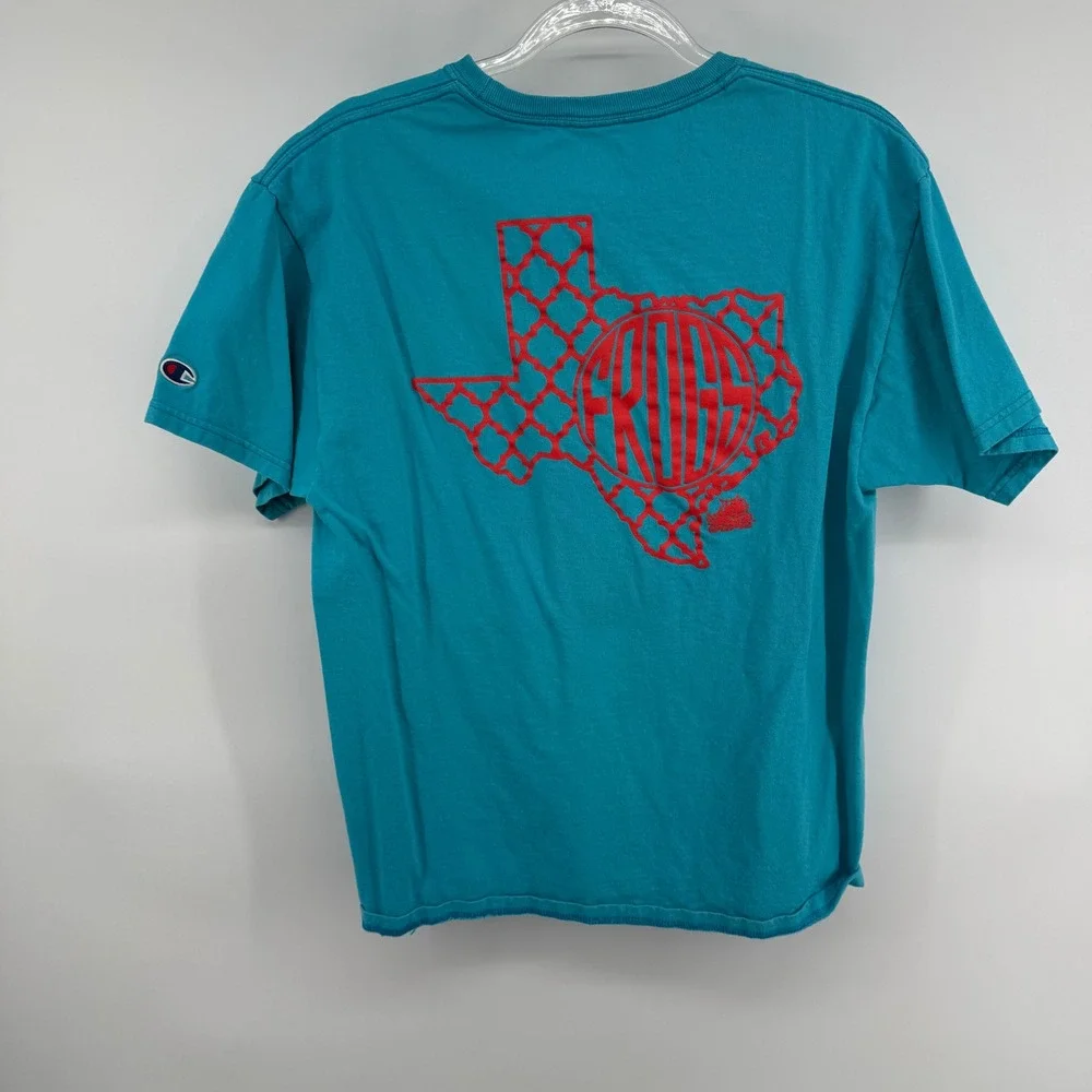 Champion Teal Texas Frogs‎ Graphic T Shirt Authentic Athletic Apparel Mens L - Picture 2 of 5